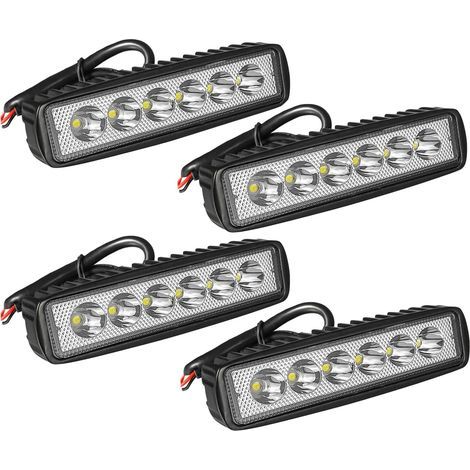 4 Phare LED, 6 Pouces 18W Projecteur Barre LED, 12v Moto Voiture Camion SUV Bateau 4x4 (1/5)