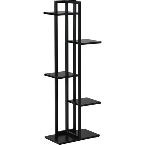 Étagère à fleurs en acier 5 niveaux, support de plantes intérieur/extérieur pour jardin, balcon, salon, 40x22x113cm, noir (1/5)