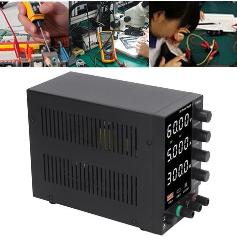 Alimentation régulée CC réglable avec affichage numérique DPS605U, alimentation de bureau régulée avec encodeur, boutons de réglage grossier et fin, ports de charge rapide USB et Type-C, norme europée (1/5)