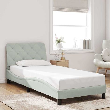 Cadre de lit sans matelas gris clair 90x190 cm velours (1/5)