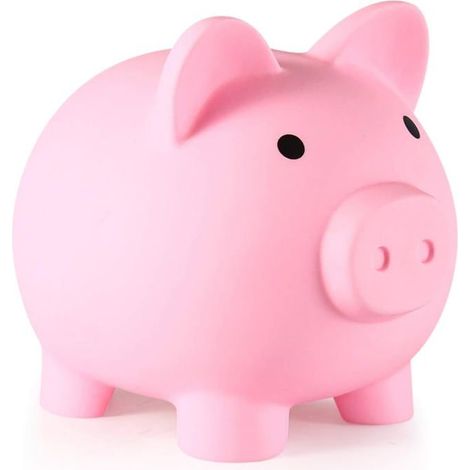 Vinyl-Sparschwein für Mädchen und Jungen, ideal für Münzen, als Geburtstags- oder Ostergeschenk, Farbe Rosa. (1/5)