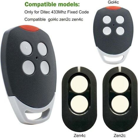Lot de 2 télécommandes pour porte de garage Ditec GOL4C, ZEN2C, ZEN4C, pour porte de garage (1/5)