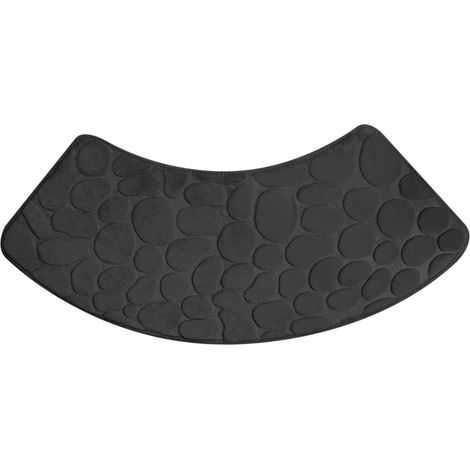 Tapis de douche d’angle incurvé – forme éventail, antidérapant, super absorbant, lavable (noir)