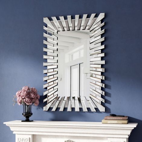 39.4in x 26in Modern Glam Radiant Rectangular Wall Mirror - Decorative Accent for Living Room & Entryway (1/5)