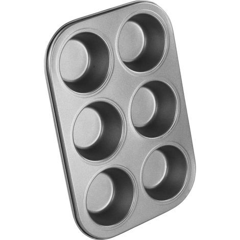 1 Moule à muffins, Acier carbone, Revêtement antiadhésif Goldflon, 6 empreintes, Four congélateur (1/5)