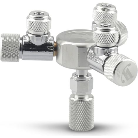 Régulateur de CO2 pour aquarium avec distributeur et vanne de réglage fin à aiguille pour régulateur de CO2 à 3 sorties