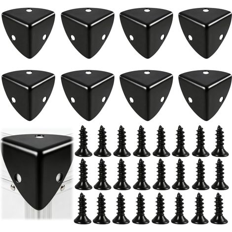 8 pièces Protection Coin de Table en métal Noir – cornière d’Angle Aluminium 23×23×23 mm avec vis pour Meubles, boîtes, commodes, tiroirs – Anti-Chocs, Anti-Casse, décoratif