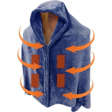 Couverture à Capuche chauffante - Couvertures à Capuche chauffantes USB à Jet électrique,Jeté électrique à Chauffage Rapide avec 3 Niveaux, contrôle Intelligent en Flanelle Douce pour Les (1/4)