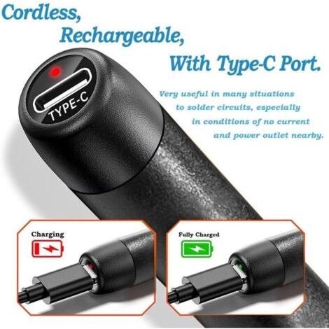 NALOOKAMIC Kit de Fer à Souder sans Fil , Fer à Souder Rechargeable USB, Kit de Soudage 8W Avec Trois Embouts de Fer, Température Réglable, Fer à Souder électrique pour la réparation