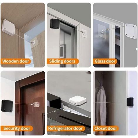 Ferme-Porte Automatique - Capteur Infrarouge - Cordon De Serrage - Pour Portes Intérieures - Lot De 4 (1/5)