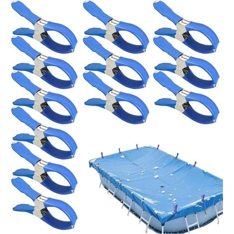 Pinces pour Bâche De Piscine - 12 Pièces Attaches Antidérapantes en Acier