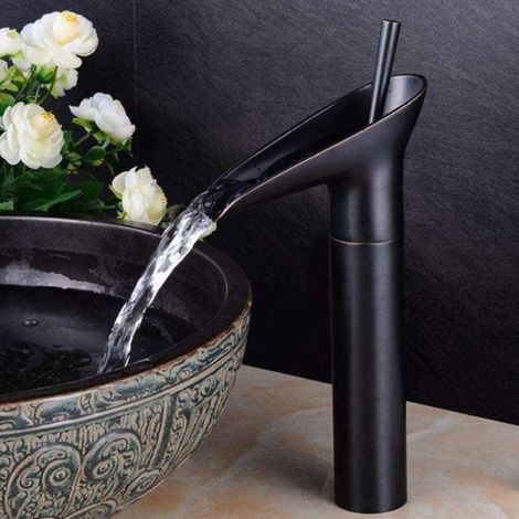 Robinet Cascade Cascade Antique Robinet Salle De Bains Bassin Robinet Lavabo En Laiton Mélangeur Robinet Robinet Chaud et Froid Eau Du Robinet Verre À Vin Style Unique H736 (1/4)
