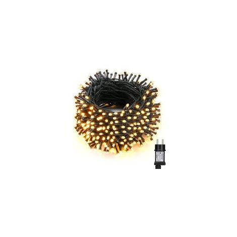 Guirlande Noël Extérieur, 30M 300 LED Lumières de Noël Blanc Chaud Décoration Etanche 8 Modes Guirlande Lumineuse pour Intérieur Maison Fête Mariage Arbre Festival Jardin, Fil Vert
