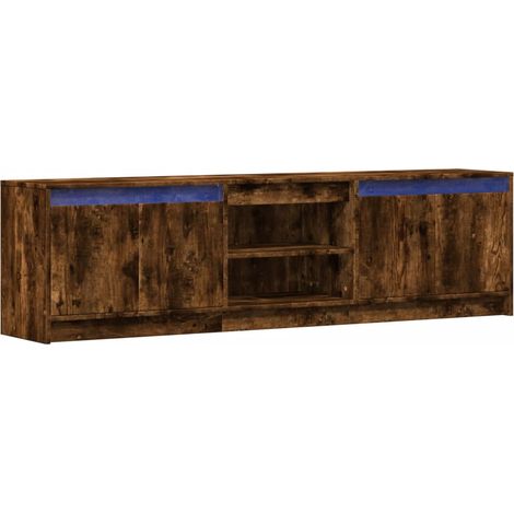 Mobile TV multimediale scaffale TV credenza TV sala da pranzo soggiorno camera da letto con LED rovere affumicato 180 x 34 x 50 cm legno ingegnerizzato marrone 020026479