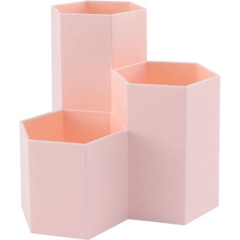 Porte-crayons - Rose - Boîte de rangement multifonctionnelle - Organisateur de cosmétiques - Boîte de rangement de bureau - Porte-stylos de bureau - 12 cm (1/5)