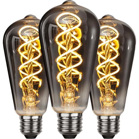 E27 Vintage LED Light Bulb, Energy Saving, Industrial Style, E27 Bulb Antique Retro Decorative Lamp, 4W for Bedroom Restaurant Cafe Bar Bistro, Yellow Filament, 3 Pieces (1/5)