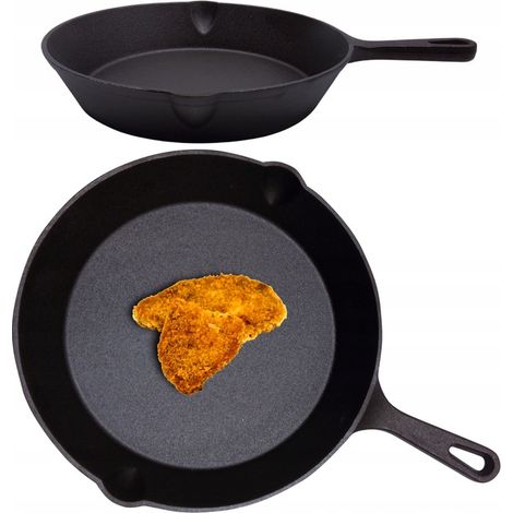 Große gusseiserne Bratpfanne 25 cm Induktionsgrill für Gas, Gusseisenplatte