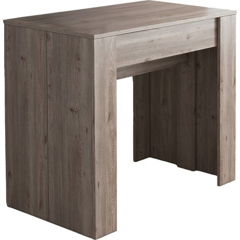 Dmora - Consolle allungabile Vaelis, trasformabile in tavolo da pranzo, salvaspazio ed estensibile fino a 237 cm, 90-237x76,6x90 cm, Rovere (1/4)