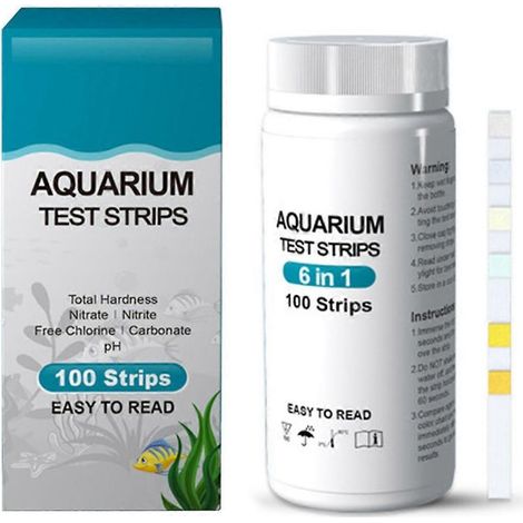 Bandelettes de test d'aquarium 6 en 1, 100 tests pour bassins d'eau douce et eau salée (1/4)