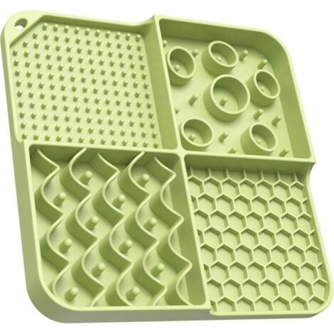 Tapis À Lécher Chien Et Chat Anti-Anxiété Avec Ventouse Alimentation Lente Puzzle Robuste Au Beurre De Cacahuète Vert (1/4)