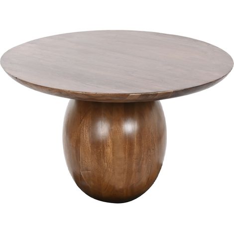 Table basse ronde en bois d'acacia coloris marron foncé - Diamètre 80 x Hauteur 38 cm
-PEGANE- (1/4)