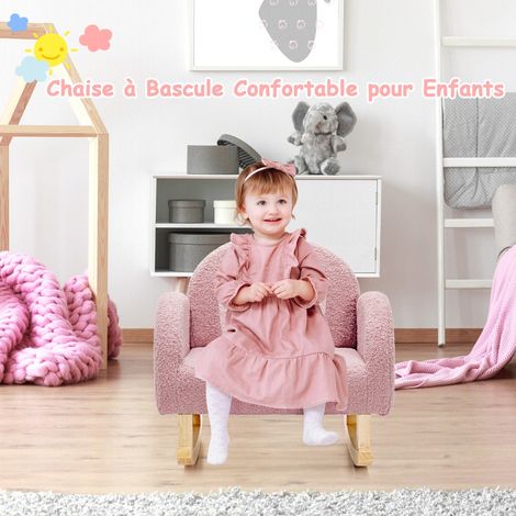 Canapé Enfant à Bascule en Peluche Fauteuil Charge 50kg Jolis Cadeaux pour Garçon Fille de 3-5 ans Rose Maison Chic (1/4)