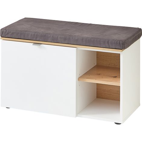Garderobenbank inkl. Sitzpolster 78 cm breit weiß matt mit Eiche BLISS-36 (1/5)