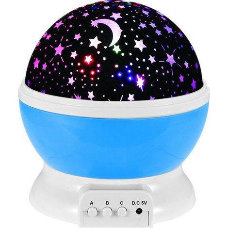 Veilleuse enfant projecteur étoiles, rotation 360°, bleue – (1/5)