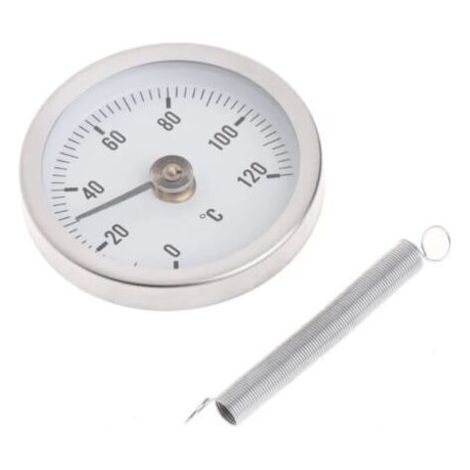 BARKBUSTERS Thermomètre bimétallique à cadran de 63mm, en acier inoxydable, tuyau à ressort à Clip, jauge de test de température, 0-120 degrés (1/5)