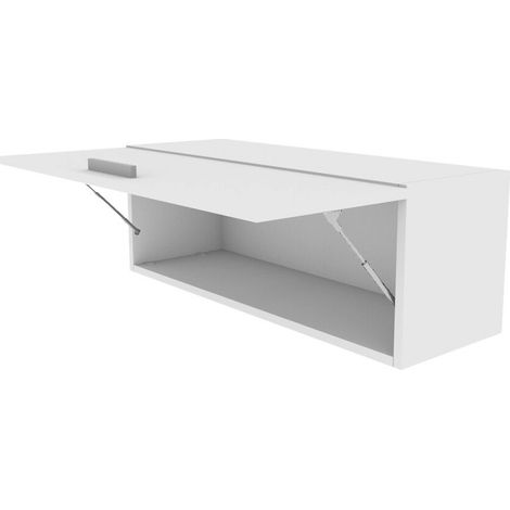 Libreria pensile moderna con anta a ribalta, L 90 cm - Montaggio rapido - Basalto