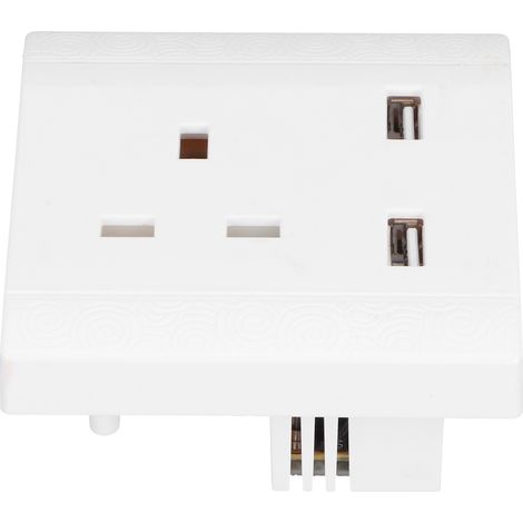 Prise Murale Double USB 13A UK 110‑220V Blanc – Connecteur Secteur avec Ports USB