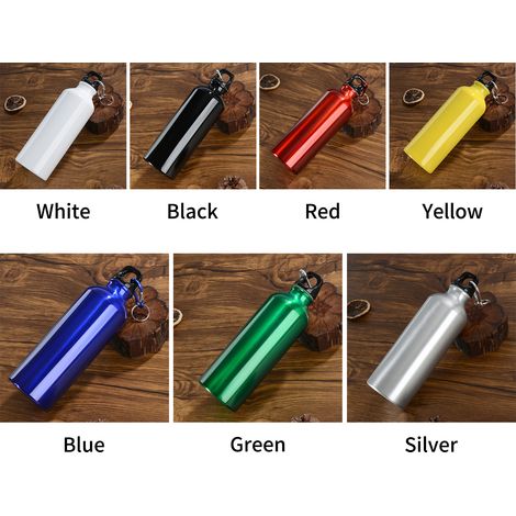 Bouteilles d'eau de 500 ml avec mousqueton, bouteille en aluminium portable, pichet de sport réutilisable et étanche pour randonnée en plein air, voyage, salle de sport, fitness (1/5)