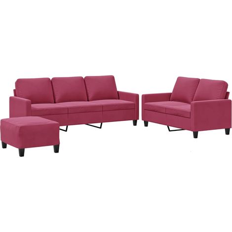 Maison Exclusive - Set di Divani 3 pz con Cuscini Rosso Vino in Velluto