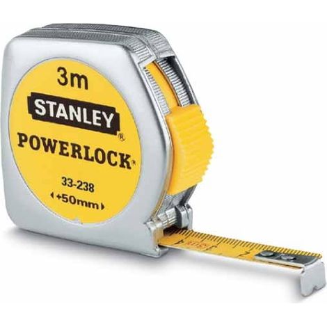 Metro a nastro Stanley 3 m x 12,7 mm, con chiusura di sicurezza, cromato, modello LUZ