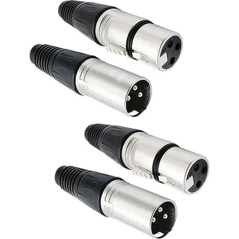 4 Pièces Connecteurs XLR 3 broches, 2 paires de connecteurs XLR mâle/femelle, prise de câble micro, prise audio microphone (1/5)