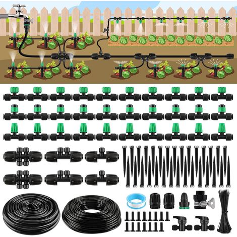 133FT Kit d'irrigation Goutte - Micro Irrigation Goutte à Goutte Réglable de Jardin DIY Système d’arrosage Automatique pour Jardin, Pelouse, Plante, Paysage, Potager, Serre (1/5)