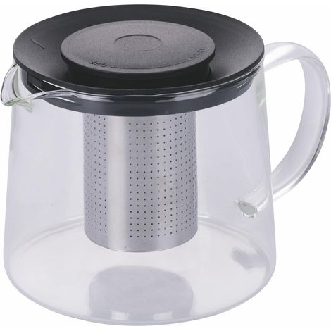 1 Théière, Verre borosilicate, Infuseur acier inoxydable, Couvercle PP, Pour thé et tisane (1/5)