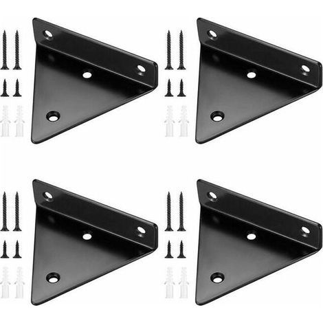4 Pièces Supports d'étagère Flottants, Supports à Tablettes Muraux Triangulaires Invisibles, Equerre Etagere Murale Métal pour étagère (1/4)