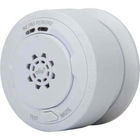 Otio – Détecteur de fumée compact avec autonomie de 10 ans – Capteur photoélectrique – Alarme > 85 dB – Installation simple au plafond