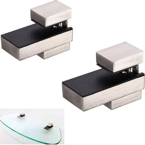 Support d'étagère en bois/verre pour bois/verre de 0,2" à 0,8", nickel brossé (1/5)