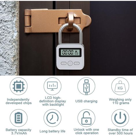 1 Cadenas à minuterie, Écran LCD, Timer 99 heures, Rechargeable USB, Pour téléphone et snacks (1/5)