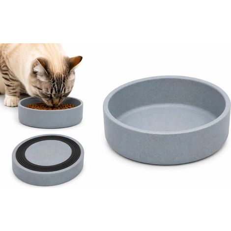 Gamelle Chat Ronde Bleu Clair Gamelle Nourriture et Eau en Bambou Antidérapante 250 ML (1/2)