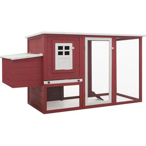Pollaio da esterno con 1 cassetta nido 202 x 75 x 98 cm legno rosso 020001700