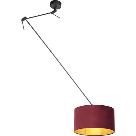QAZQA blitz - Suspension avec Abat-Jour - 1 lumière - L 380 mm - Rouge - Classique/Antique - éclairage intérieur - Salon I Chambre I Cuisine I Salle à manger