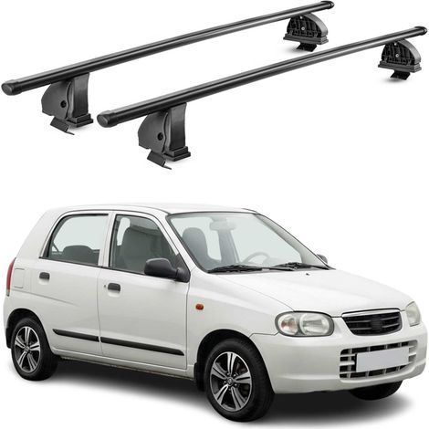 OMAC Stahl Dachträger Querträger Suzuki Alto HA24 2002-2009 – TÜV / DIN 75302:2019 – Abschließbar – Max. 75 kg – 2 Stangen – Schwarz (1/5)