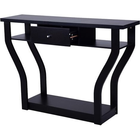 Pour un intérieur bien organisé, table console avec tiroir, étagère 3 niveaux et cadre incurvé moderne (1/5)