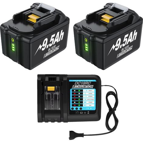 Batterie, capacité 9500mAh, large compatibilité, 2 9.5ah avec chargeur, 18V (1/2)