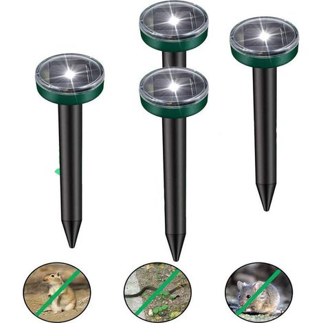4 Lot Répulsifs Taupe – Ultrasons Solaire, Anti Parasites Jardin Extérieur