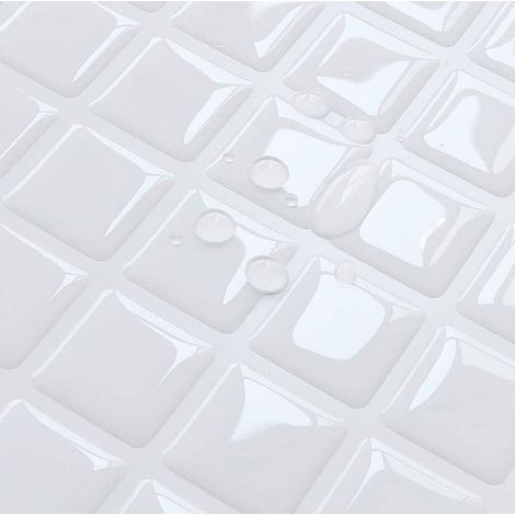 Papier Peint Carrelage Autocollant Petit Plaid blanc 24 x 24 cm Style Mosaïque Sticker Mural Film Décoratif Imperméable pour Carreaux de Mur de Salle de Bains et de Cuisine (1/4)