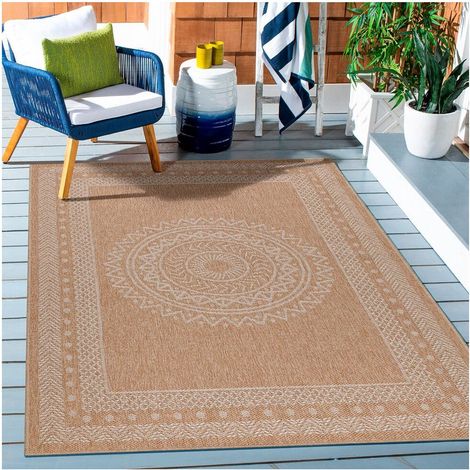 Tapis graphique plat aspect naturel Kenya Beige 280x370 (1/5)